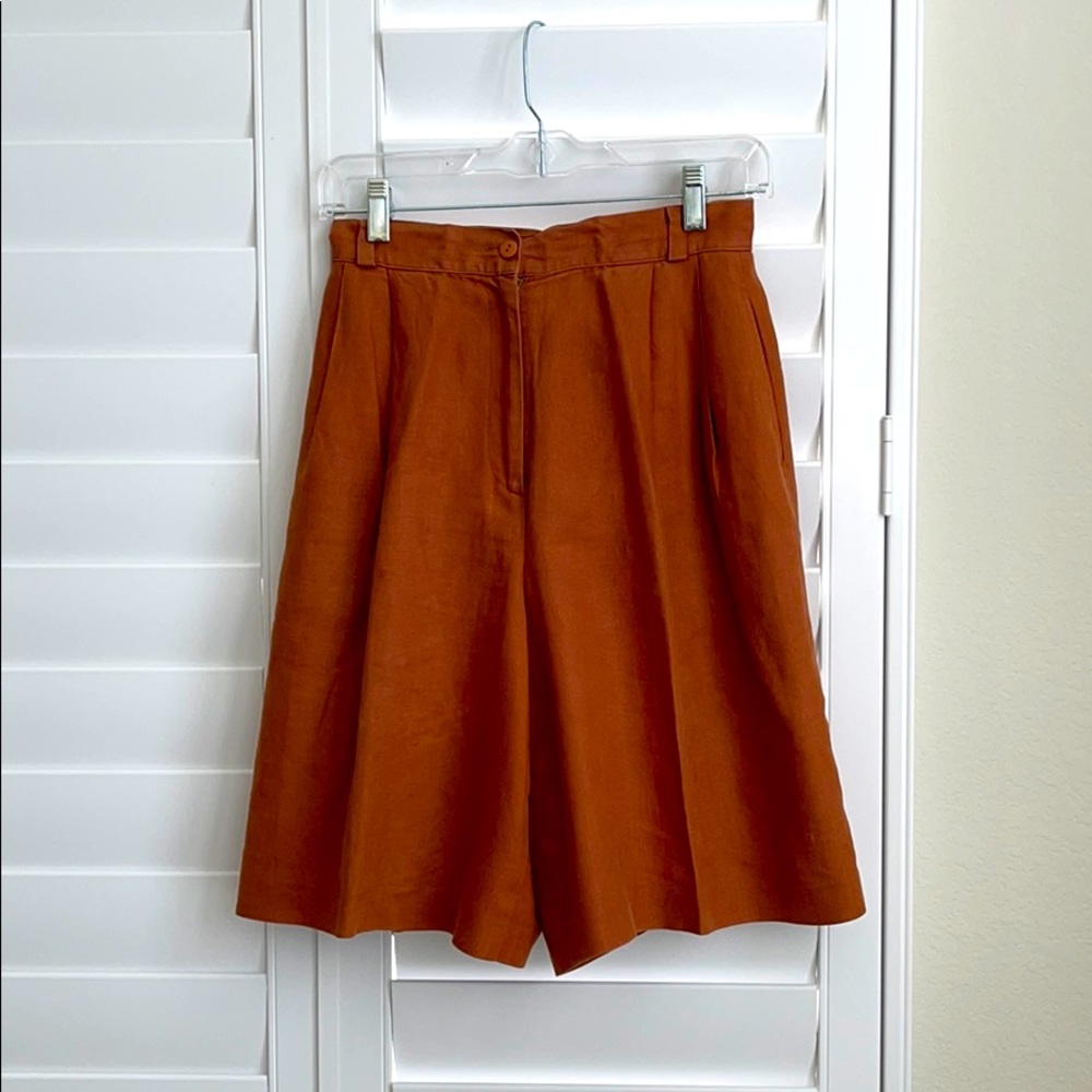 Camel Linen Shorts Size 6